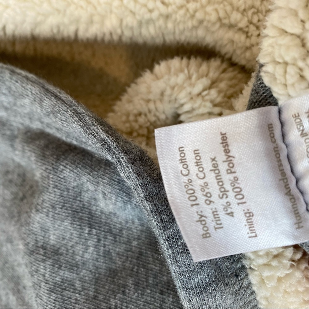 HANNA ANDERSSON Sherpa Lined Hoodie Zip Sweatshirt Sweater Jacket Grey Stripe - Picture 14 of 14